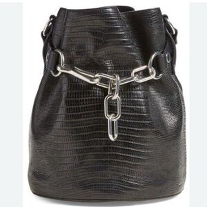 AUTH ALEXANDER WANG ALPHA LIZARD BUCKET BAG🦎 Chain Leather shoulder & crossbody